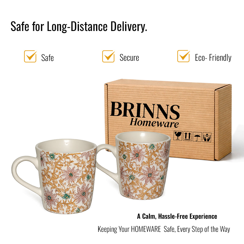 Coffee, Milk Mugs Set of 2 | Golden | 350 ml