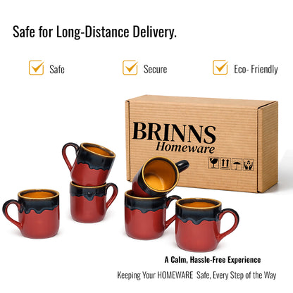 Coffee Mugs Set of 6 | Purple - Yellow |220 ml