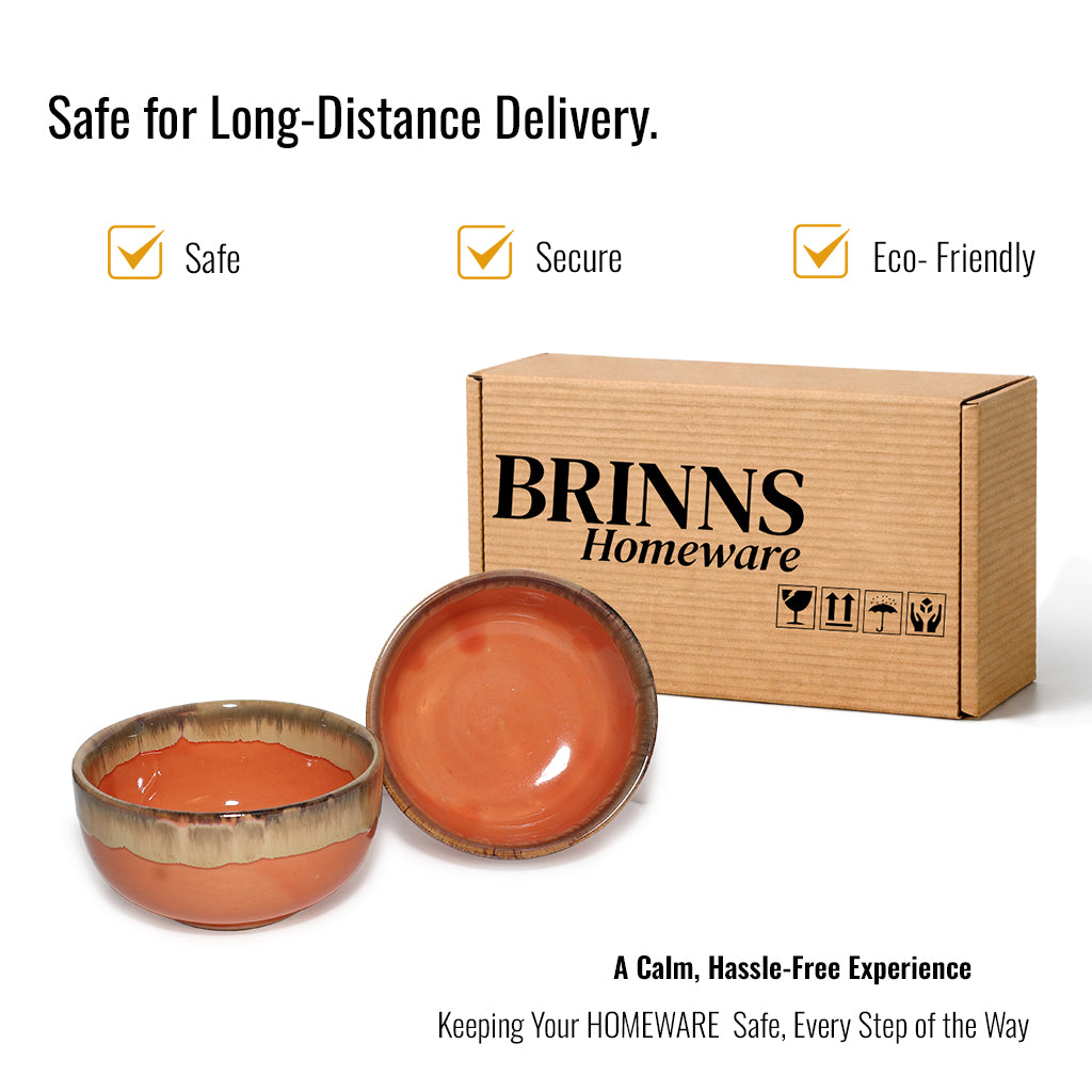 Snack Bowls Set of 2 | Orange-Cream | 375ml