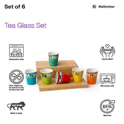 Ceramic Tea Glass Set of 6 | 180 ml