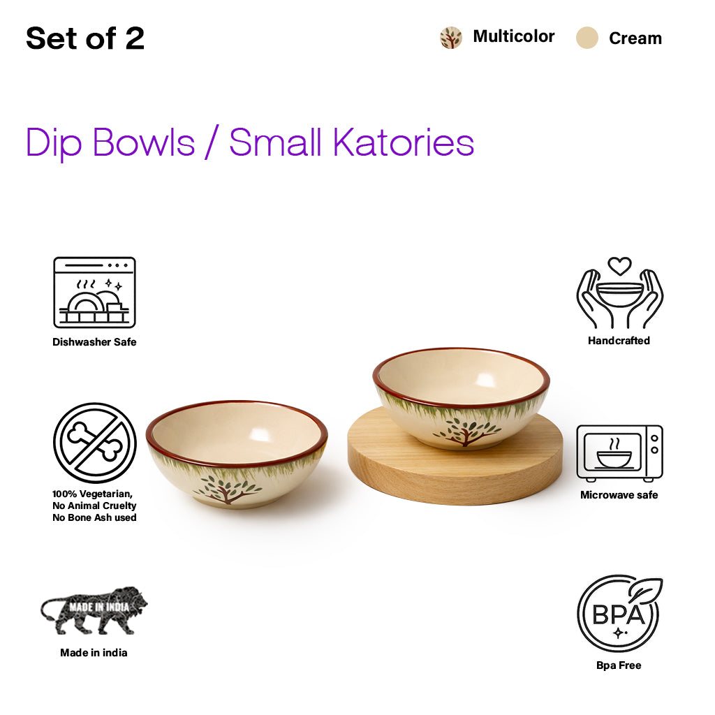 Tree Print Round Shape Dip Bowls