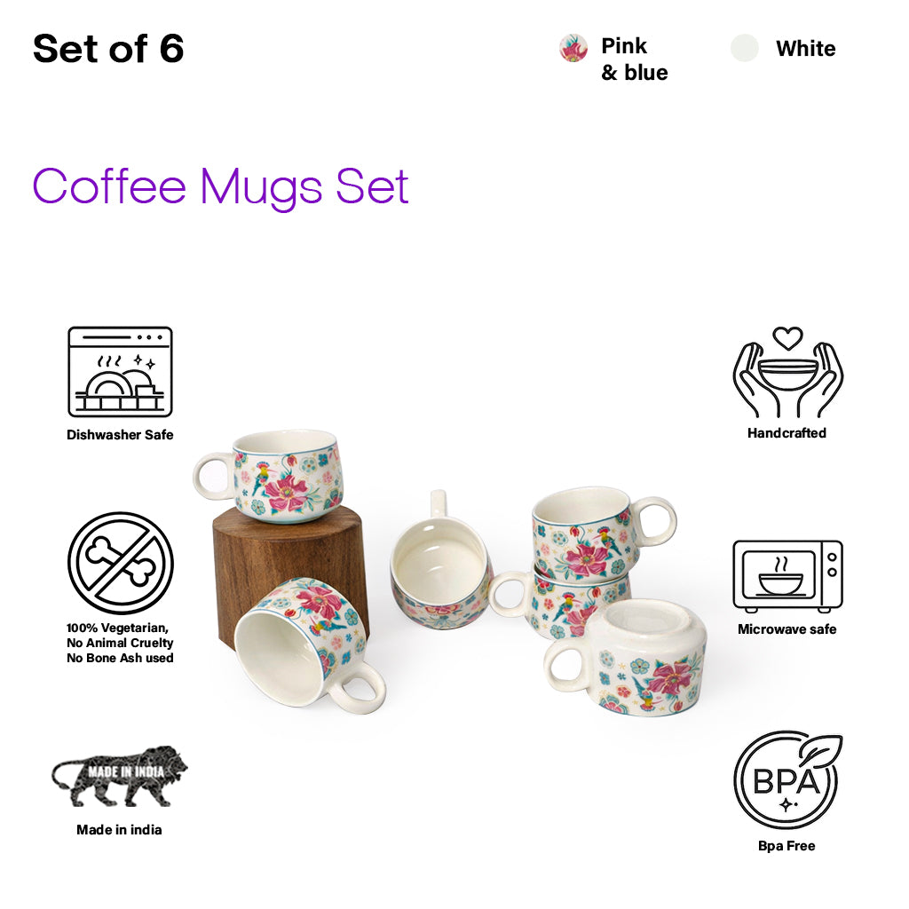 Coffee Mugs Set of 6 | 200 ml
