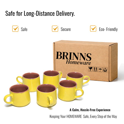 Tea Cups Set of 6 | Yellow - Brown | 180 ml