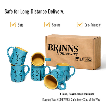 Milk Mugs Set of 2 | Blue - Black | 400 ml