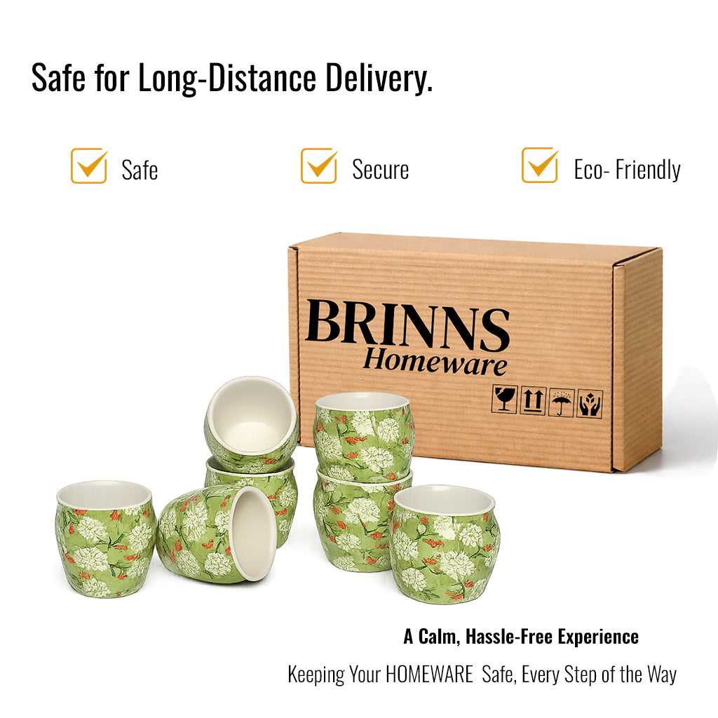 Tea Kullads Set of 6 | Green - White | 220 ml