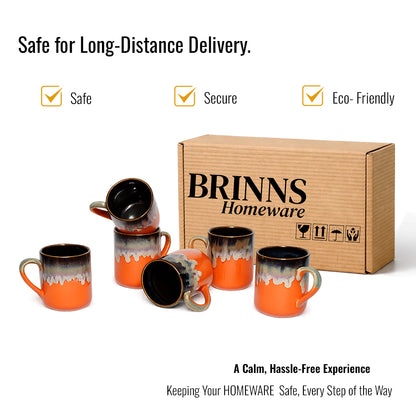 Milk Mugs Set | Orange - Brown | 350 ml