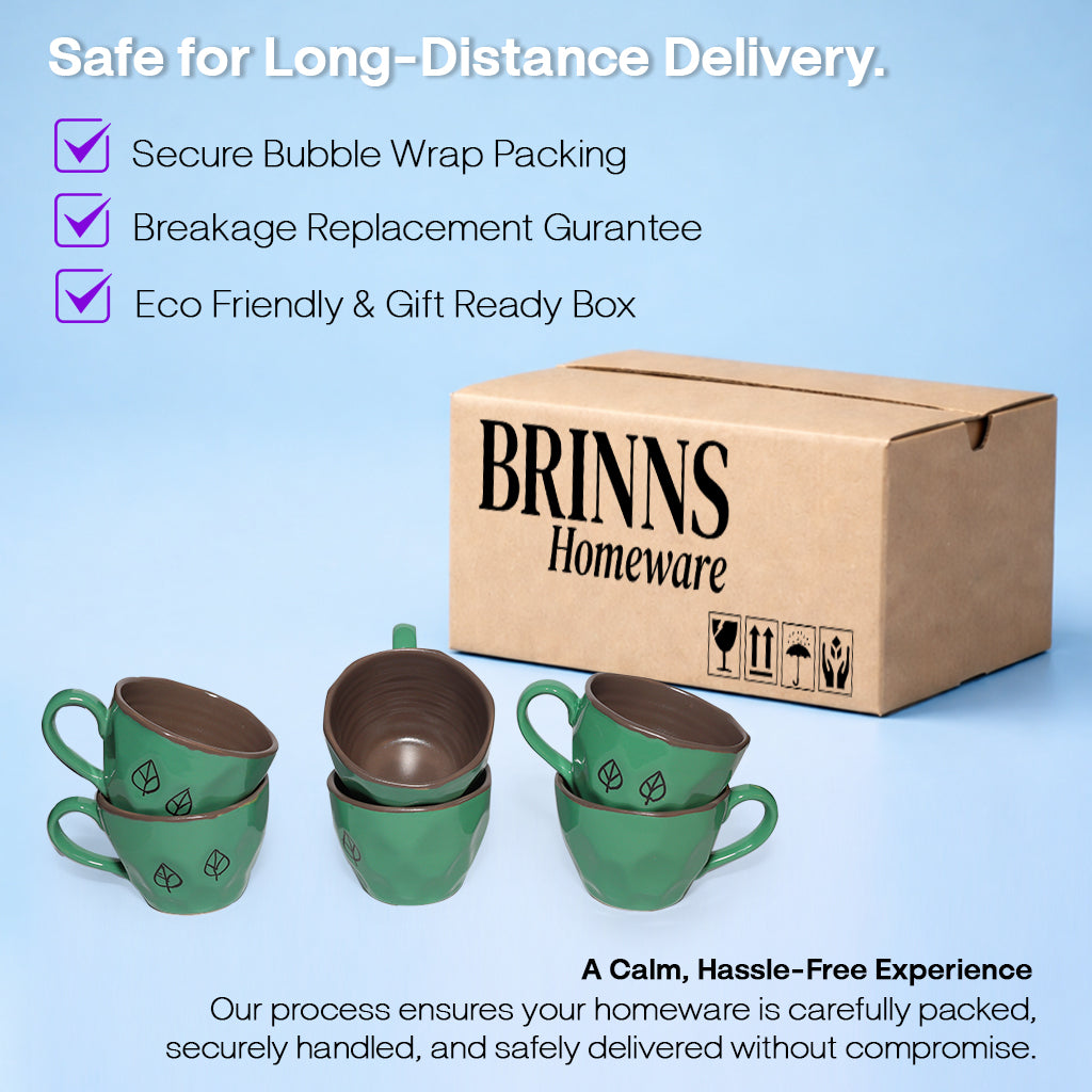 Coffee Mugs Set of 6 | Green-Grey | 220 ml