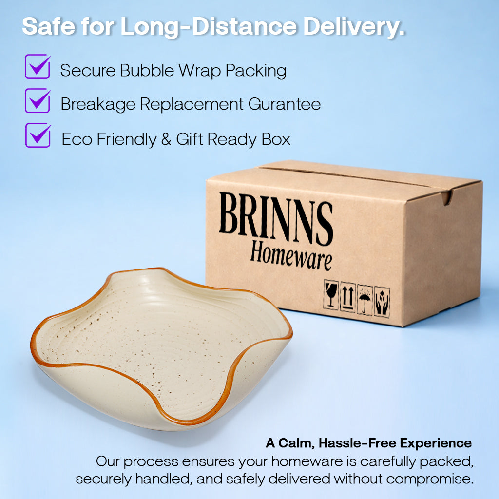 Snack Curved Bowl | Cream-Brown | 750ml