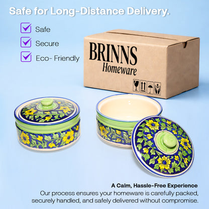 Hand Painted Ceramic Donga with Lid Set of 2