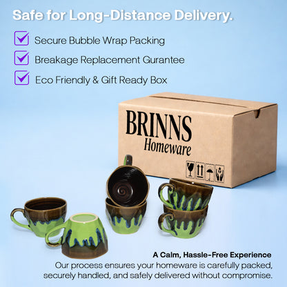 Coffee Mugs Set of 6 | flow - Glaze| 220 ml