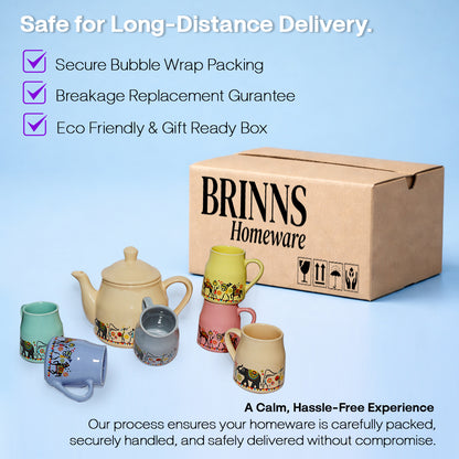 Royal Elephant Print Tea Set | Kettle (960 ml) & 6 Cups (160 ml)