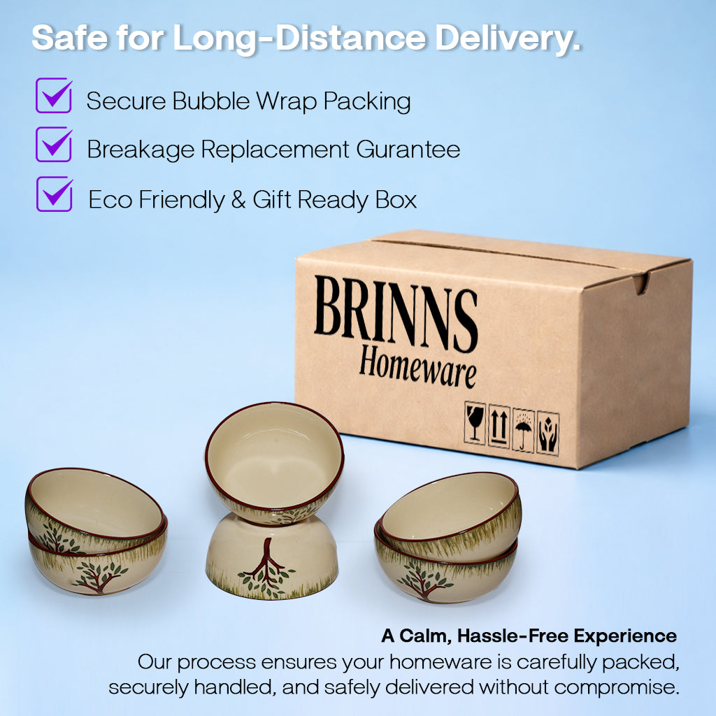 Ceramic Dinner Bowl Set of 6 | Soup, Curry & Rice Bowls| 220 ml