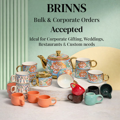 Tea Set | Silver-White | Kettle (1200 ml) & 6 Cups (200 ml)