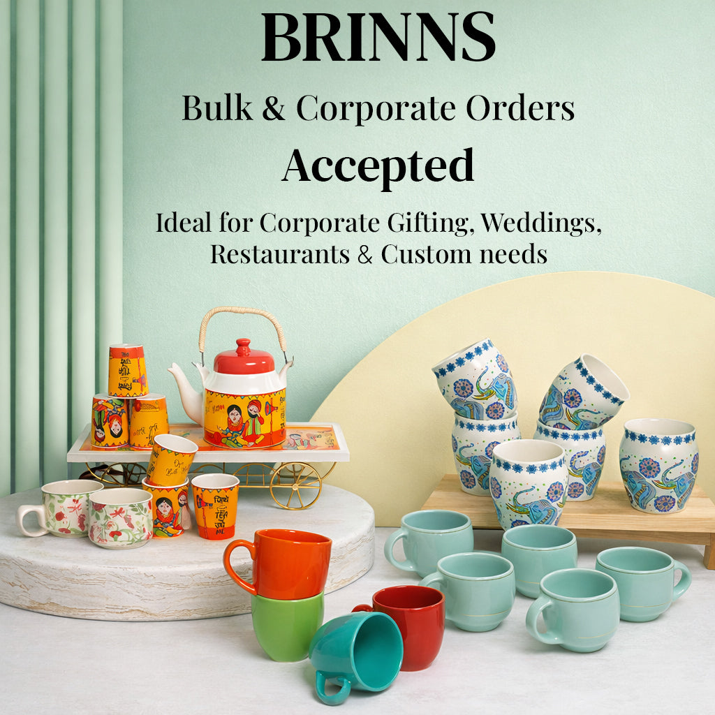 Tea Set | Golden-White | Kettle (1200 ml) & 6 Cups (200 ml)