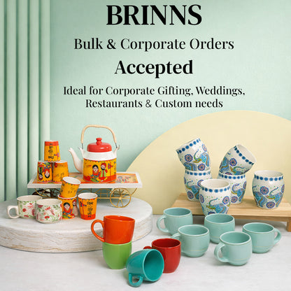 Tea Set | Golden-White | Kettle (1200 ml) & 6 Cups (200 ml)