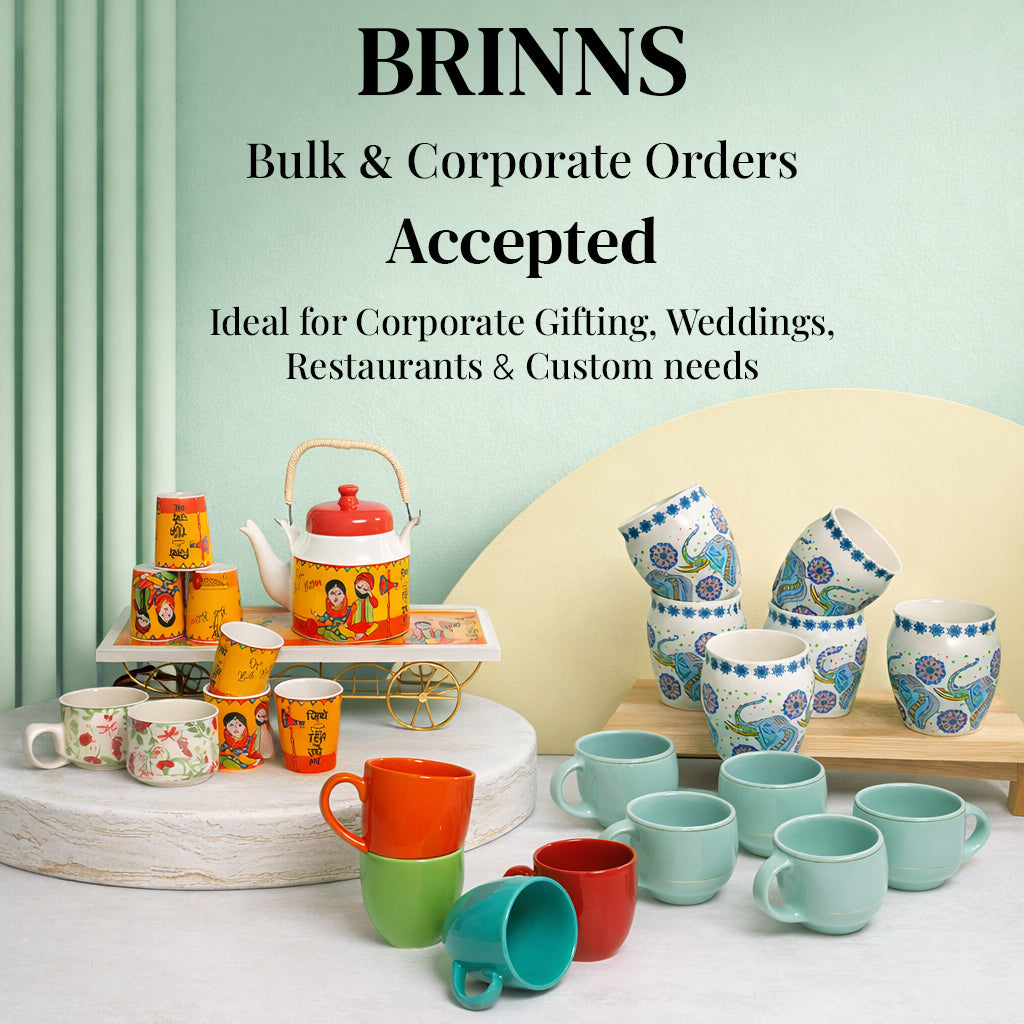 Balle Balle Tea Kettle & Glass Set with Cart Tray | Kettle (1200 ml) & 6 Glass (120 ml)