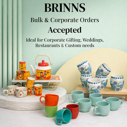 Balle Balle Tea Kettle & Glass Set with Cart Tray | Kettle (1200 ml) & 6 Glass (120 ml)