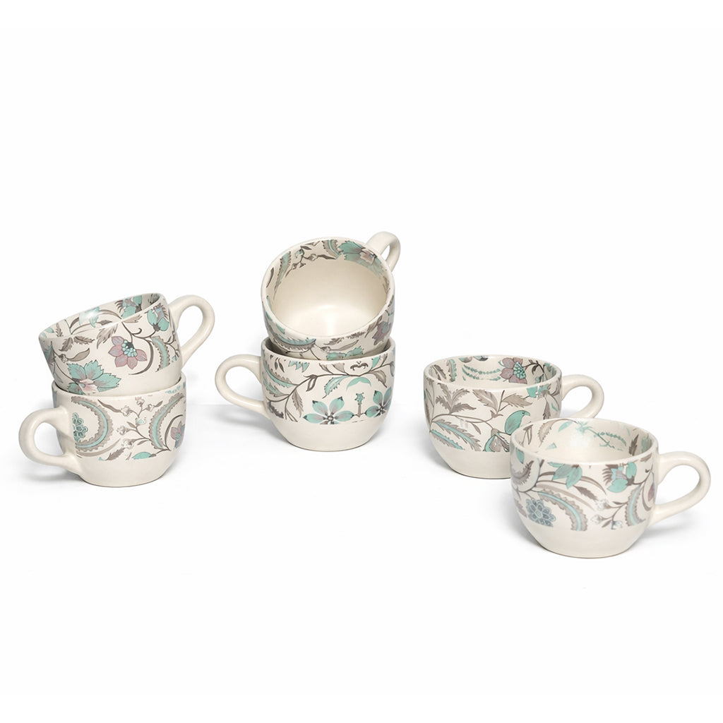 Coffee Mugs Set of 6 | Cream - Multicolor | 200 ml