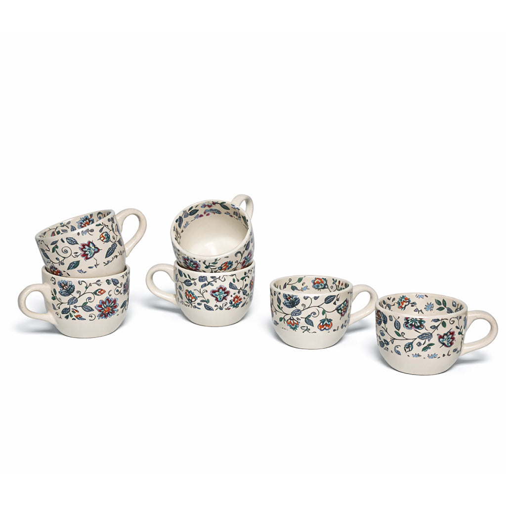 Coffee Mugs Set of 6 | Cream - Multicolor | 200 ml