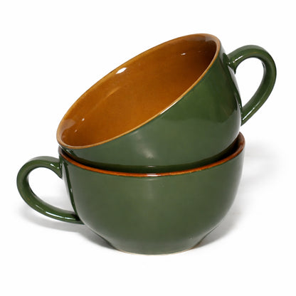 Soup Bowls with Handle Set of 2 |400 ml