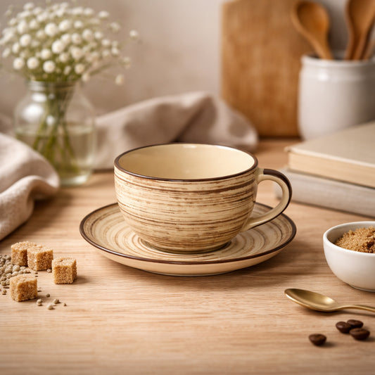 Coffee Mug Saucer Set | Baze - Brown | 200 ml