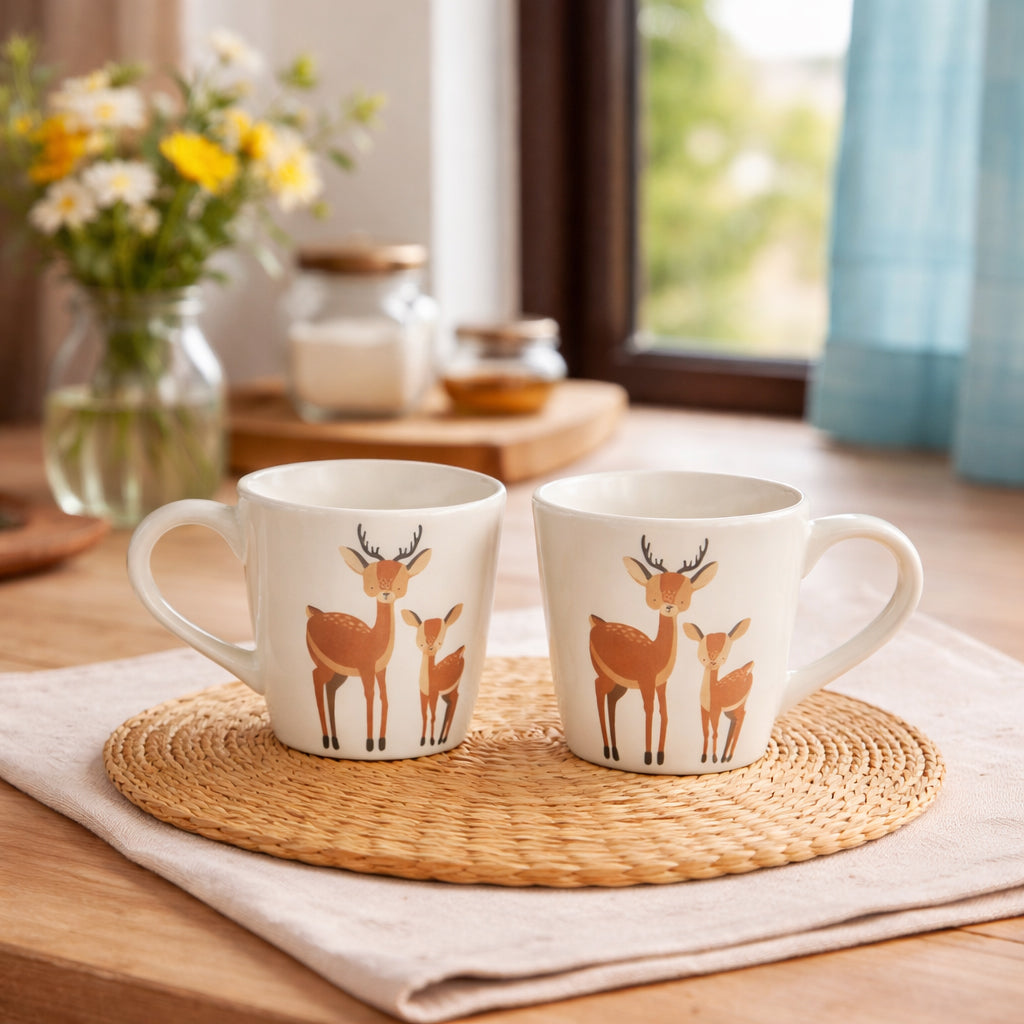 Coffee, Milk Mugs Set of 2 | Multicolor | 300 ml.