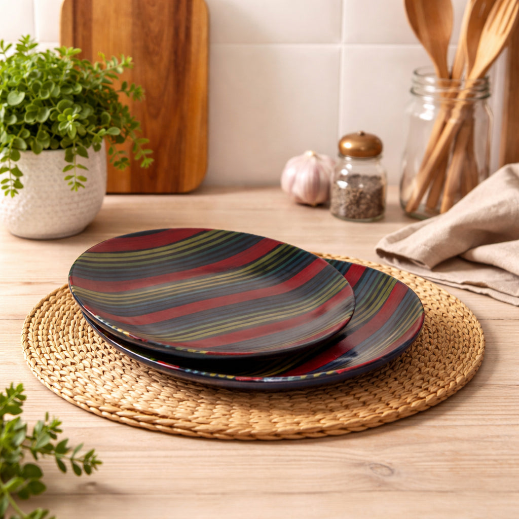 Quarter Serving Plate Set of 2 | Multicolour