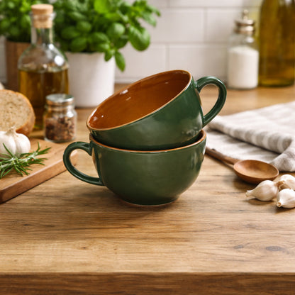 Soup Bowls with Handle Set of 2 |400 ml