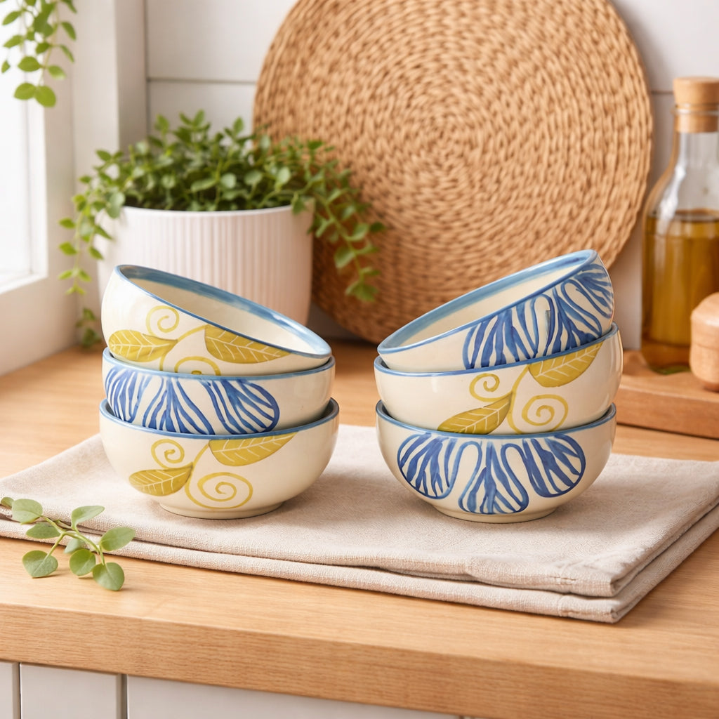 Dinner Bowls Set of 6 | Multicolor Print | 220 ml