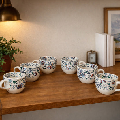 Coffee Mugs Set of 6 | Cream - Multicolor | 200 ml