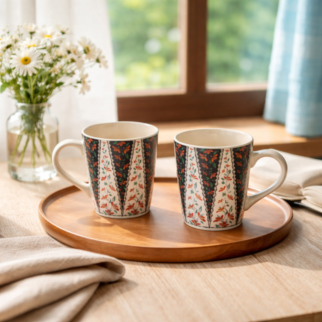 Coffee, Milk Mugs Set of 2 | Multicolor | 300 ml.