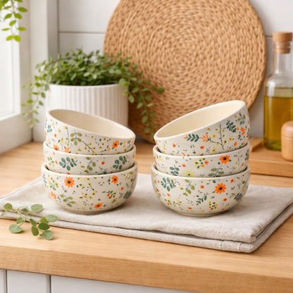 Dinner Bowls Set of 6 | Multicolor Print | 220 ml