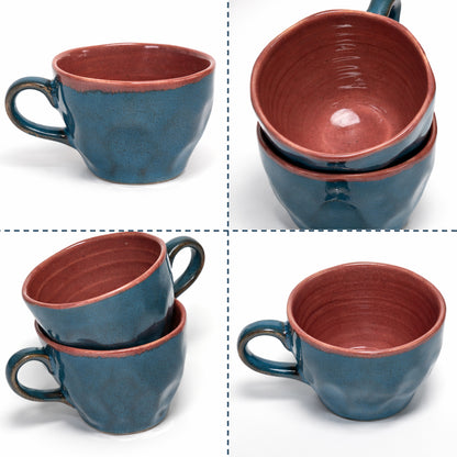 Coffee Mugs Set of 6 | Teal-Purple | 220ml