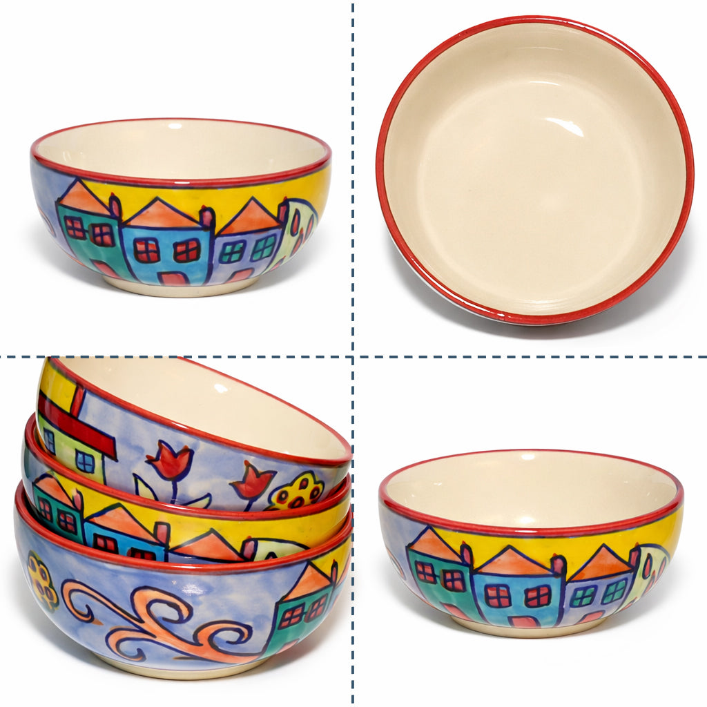 Dinner Bowls Set of 6 | Multicolor Print | 220 ml