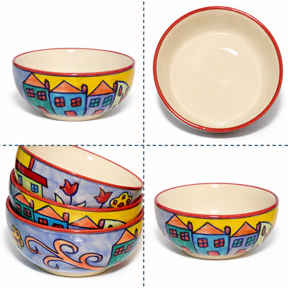 Dinner Bowls Set of 6 | Multicolor Print | 220 ml