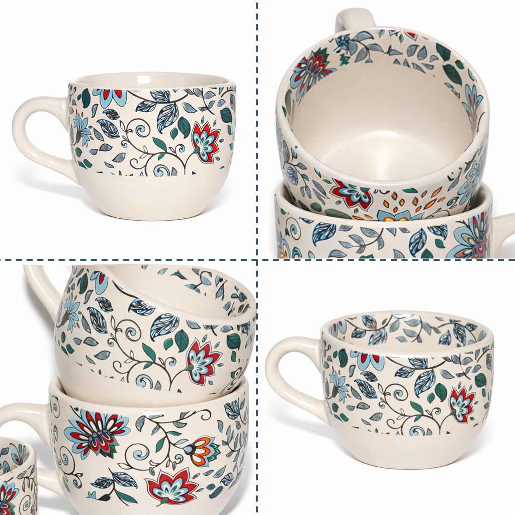 Coffee Mugs Set of 6 | Cream - Multicolor | 200 ml