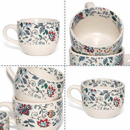 Coffee Mugs Set of 6 | Cream - Multicolor | 200 ml
