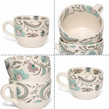 Coffee Mugs Set of 6 | Cream - Multicolor | 200 ml