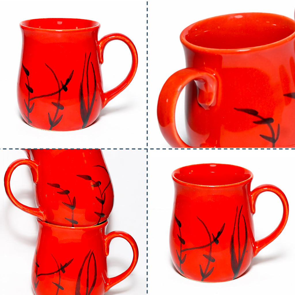 Milk Mugs Set | Red-Black | 400ml
