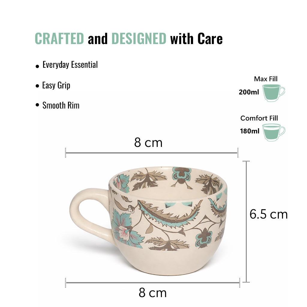 Coffee Mugs Set of 6 | Cream - Multicolor | 200 ml