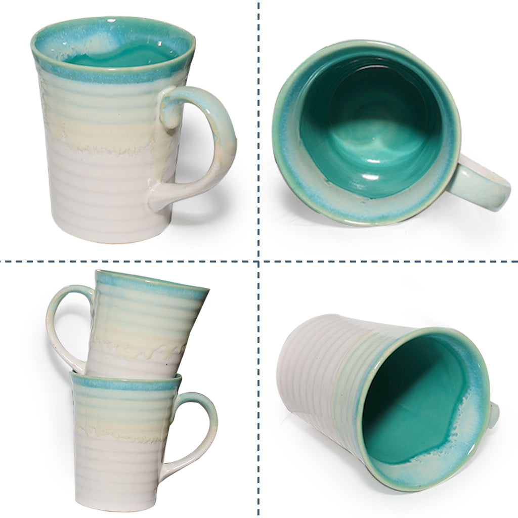 Coffee, Milk, Mugs Set | White - Teal | 320ml
