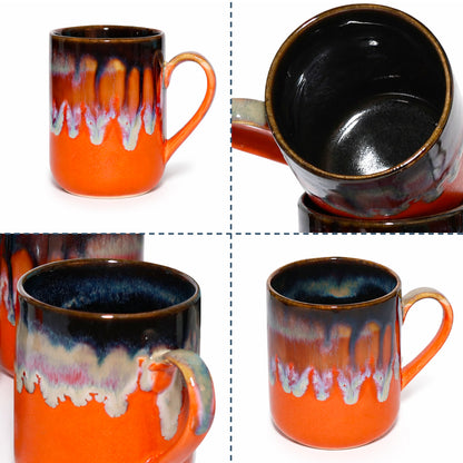 Milk Mugs Set | Orange - Brown | 350 ml