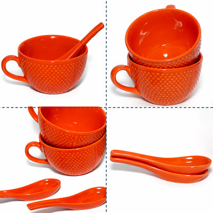 Soup Bowls with Spoons Sets | 350 ml