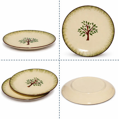 Ceramic Dinner Plate Set | Multicolour 'Palm Tree' Painting