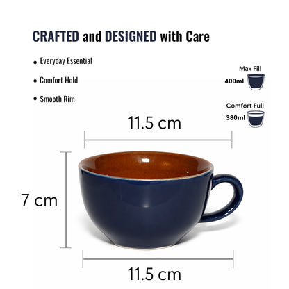 Soup Bowls with Handle Set of 2 |400 ml