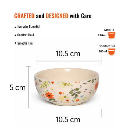 Dinner Bowls Set of 6 | Multicolor Print | 220 ml