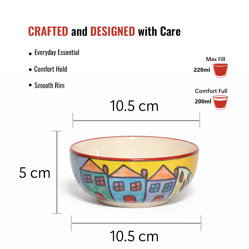 Dinner Bowls Set of 6 | Multicolor Print | 220 ml