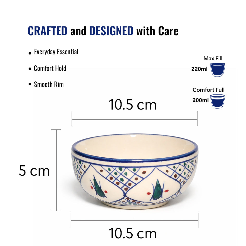 Dinner Bowls Set of 6 | Multicolor Print | 220 ml