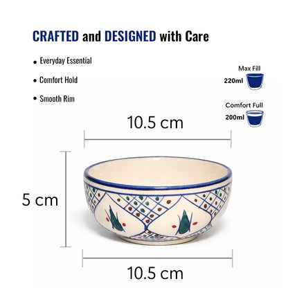 Dinner Bowls Set of 6 | Multicolor Print | 220 ml