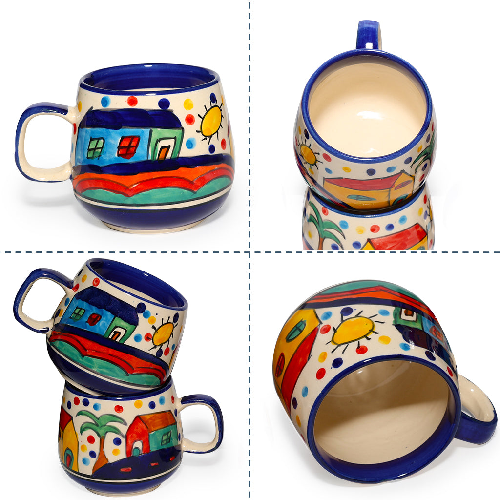 Coffee, Milk, Mugs Set | Multicolur Hand-Painting | 350 ml